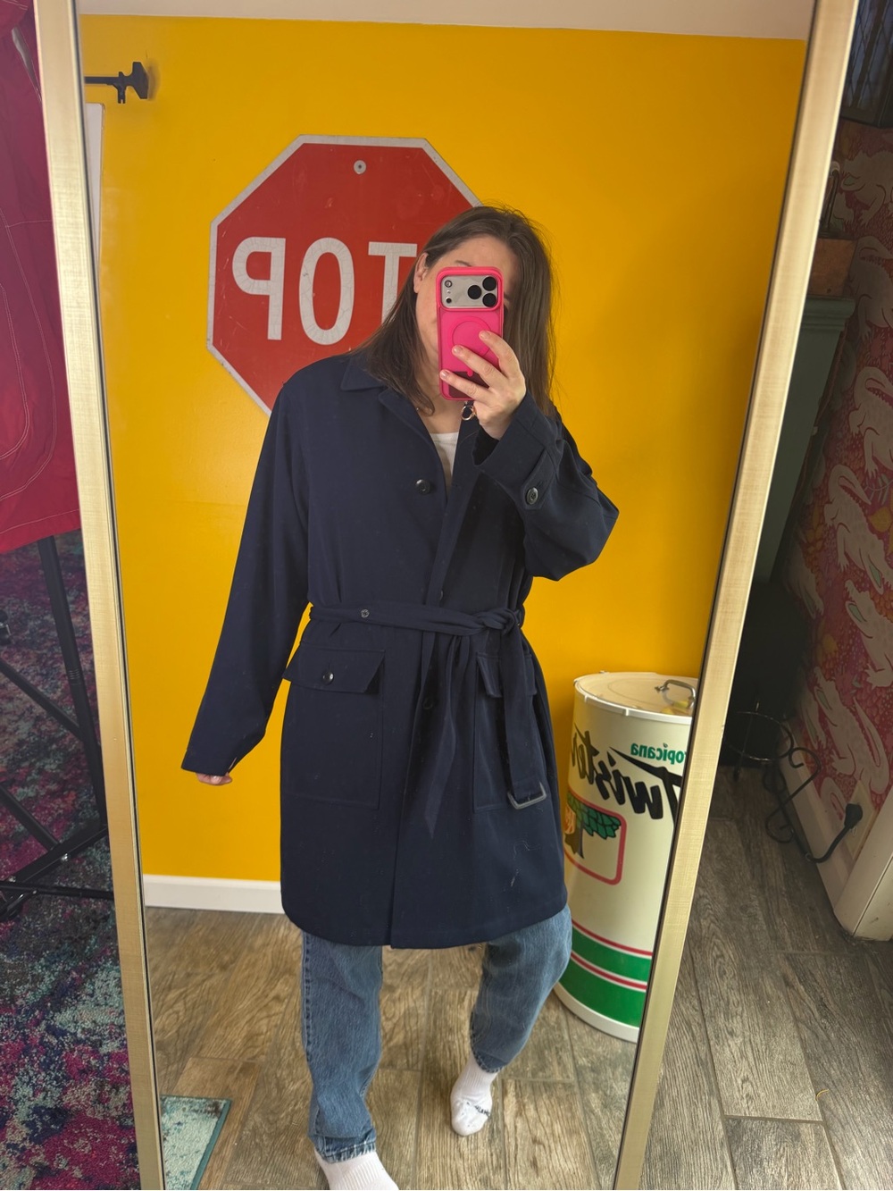 London Fog Limited Edition Raincoat Trench Coat Navy Blue Womens large